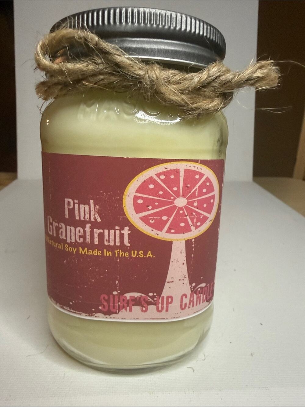 Surfs Up…Pink Grapefruit Soy Jar Candle by Surf's Up Candles